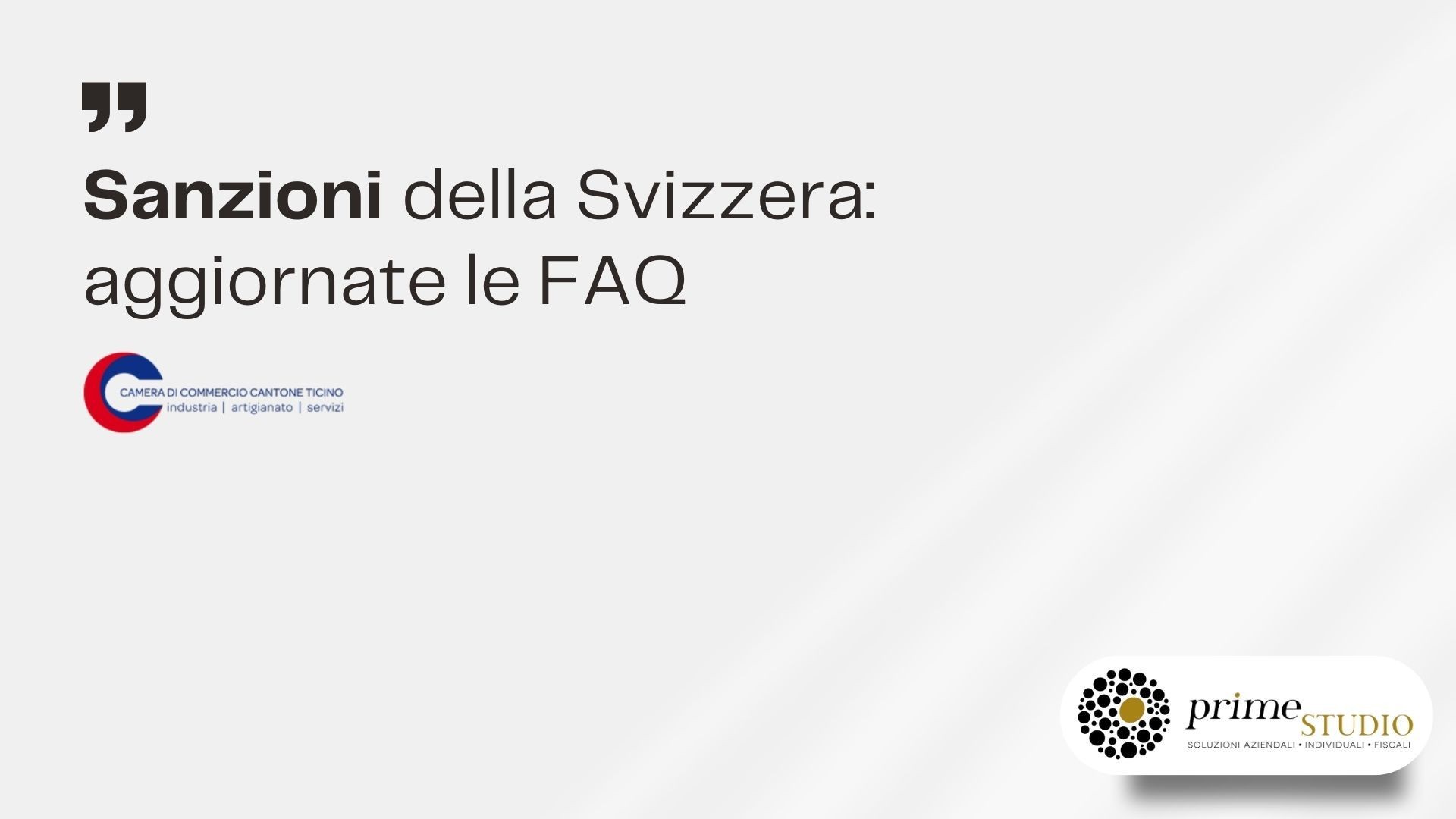 Text in Italian about Swiss sanctions, featuring logos of two organizations.